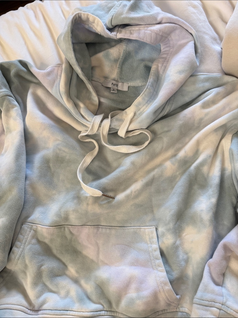 Fate Pastel Tie-Dye Hoodie in Light Blue & Cream